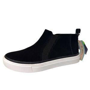 NWT TOMS Bryce Black Suede Leather Slip-On High-Top Sneakers Ortholite Size 7.5